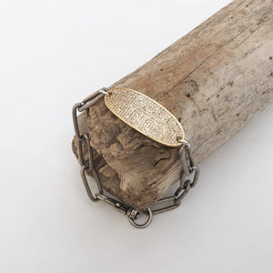Oval Pave Tag on XL Paperclip