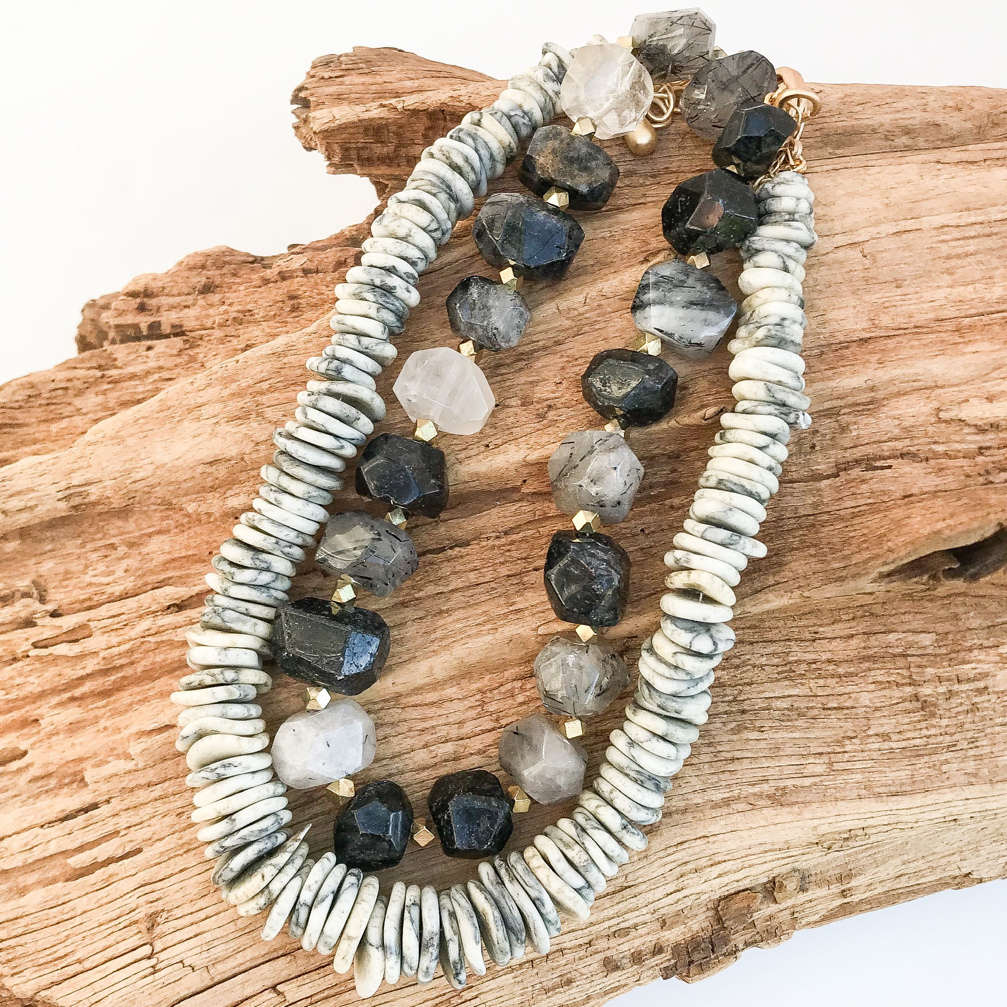 Chunk Statement Brass Necklace