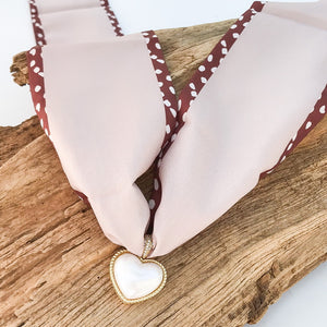 Puff Pearl Heart on Scarf Necklace