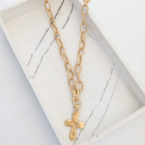 Etched Chain w/ Long-tail Cross 20”