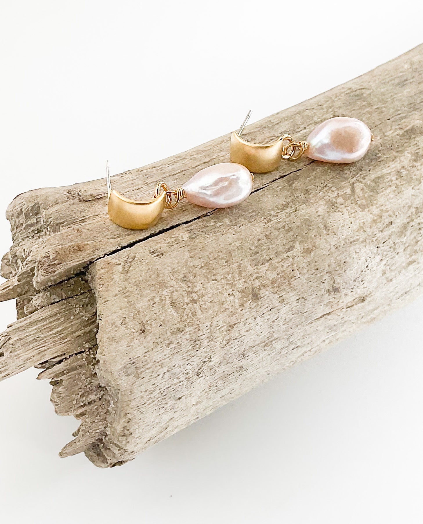 Pearl Semi Hoop Earrings