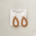Mother of Pearl Shell Post w/ Wicker Teardrop