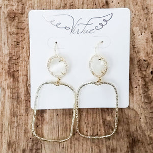 Gemstone Earrings w/ Branch Rectangle
