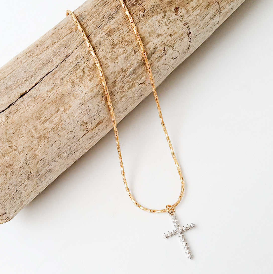 Petite Rope Chain 16” W/ CZ Cross