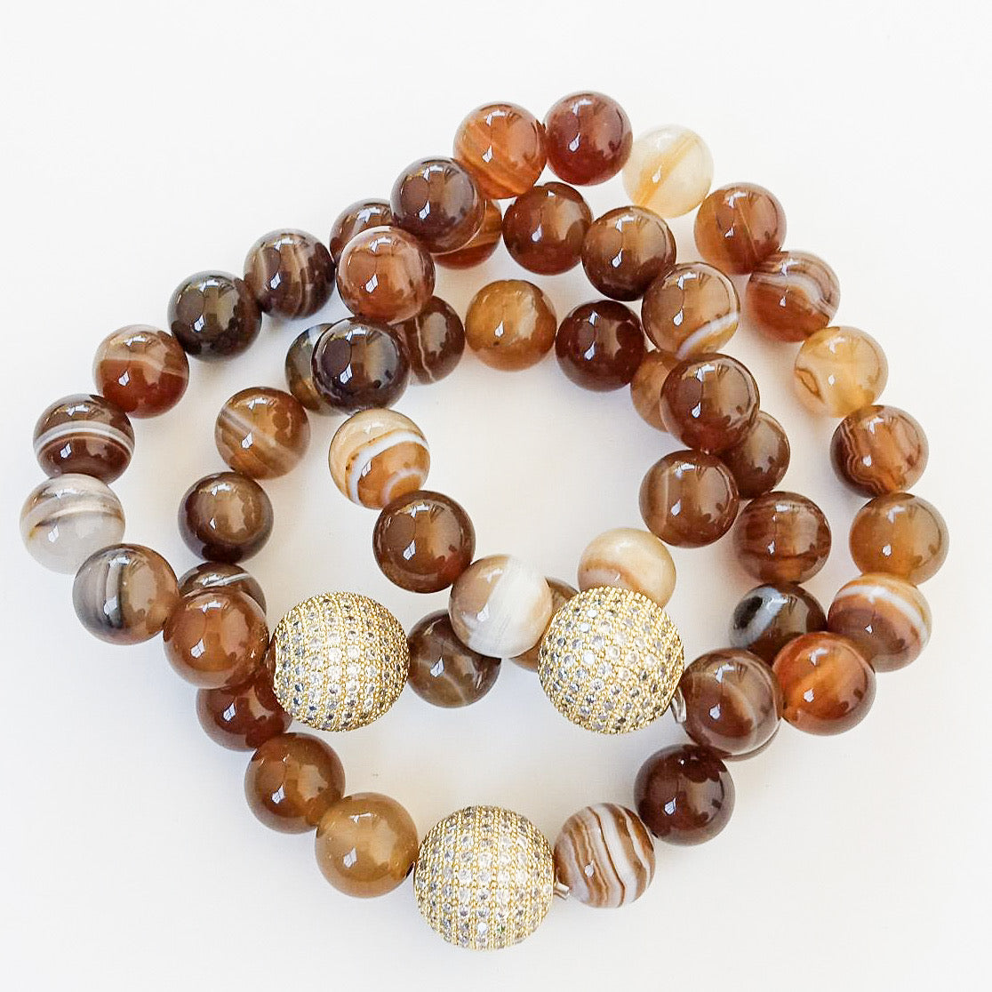 Gemstone Pave Ball Bracelets