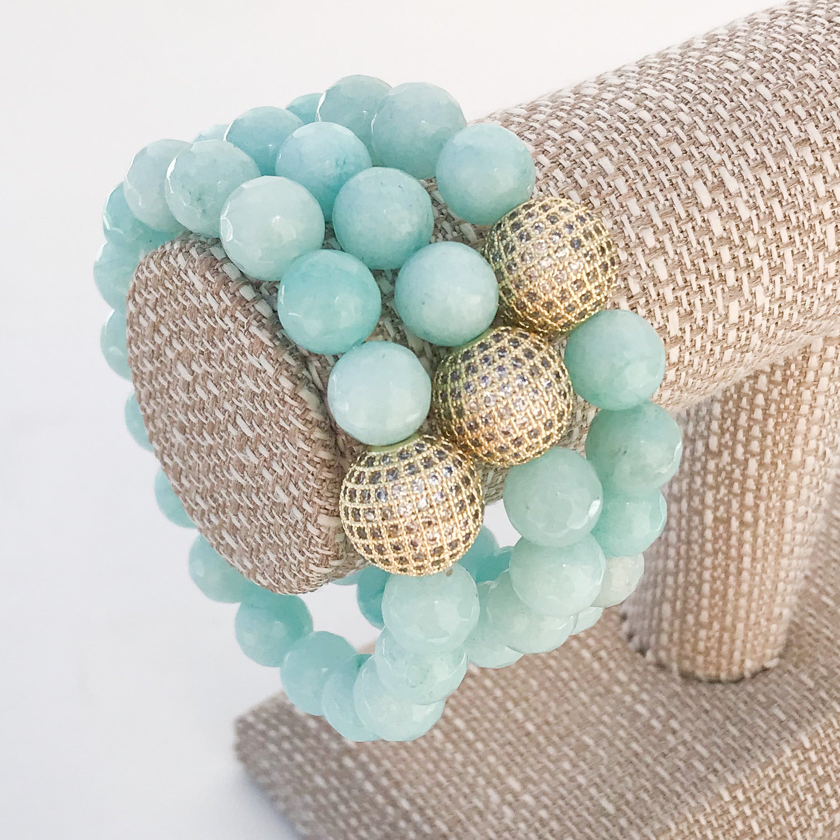 Gemstone Pave Ball Bracelets
