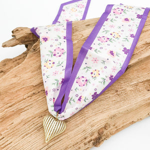 Ribbon CZ Heart On Scarf Necklace