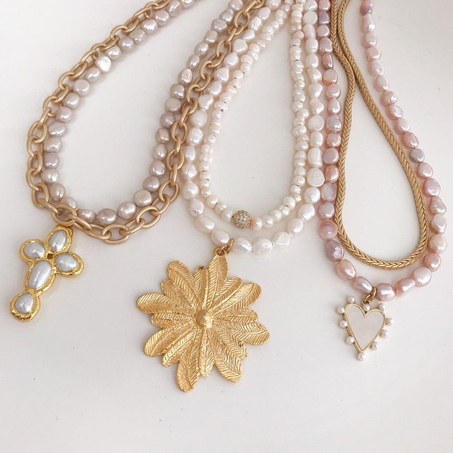 Flower on Freshwater Pearls