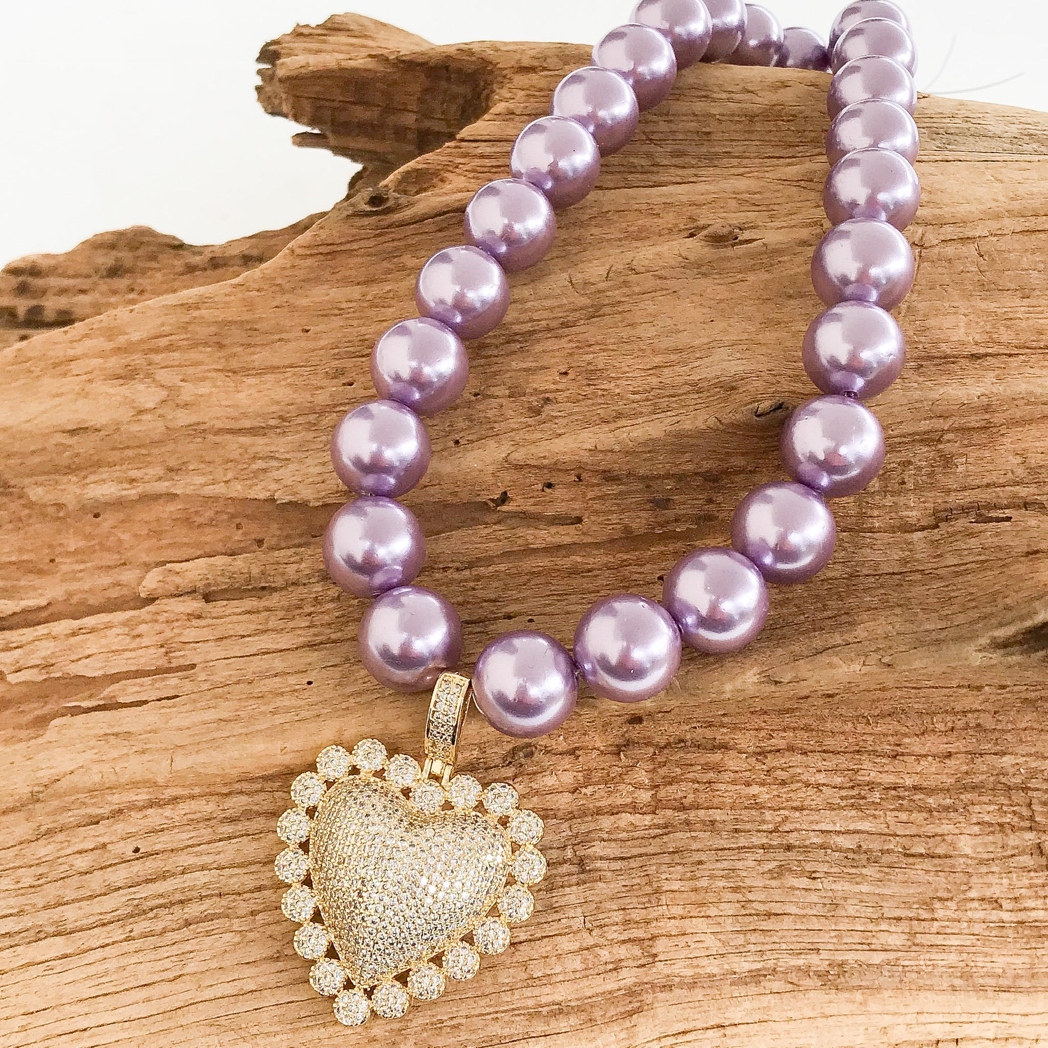 Heart on Jumbo Pearl Necklace