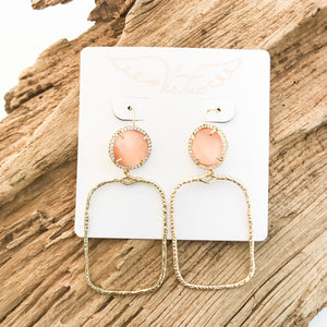 Gemstone Earrings w/ Branch Rectangle