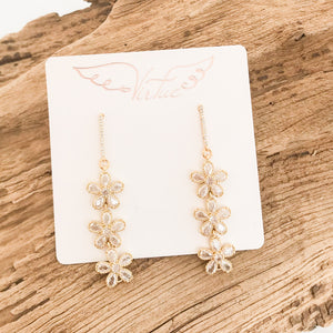 Triple Flower Drop Earrings