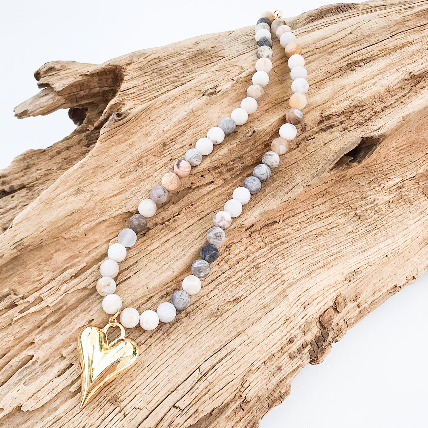 Puffy Heart on 8MM Necklace