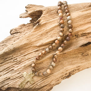 Gemstone Hammered Cross Necklace