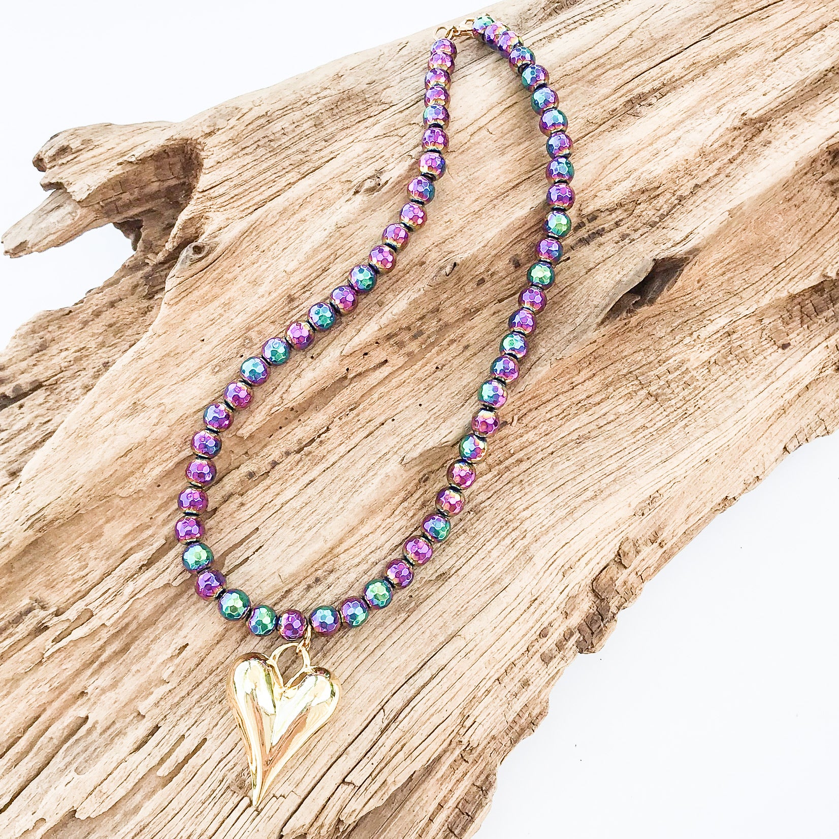 Puffy Heart on 8MM Necklace