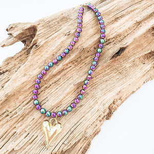Puffy Heart on 8MM Necklace