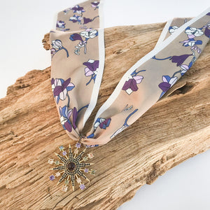 Colorful Flower on Scarf Necklace