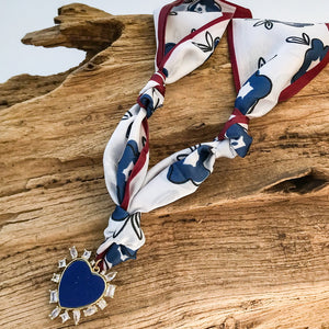 Abstract CZ Heart on Scarf Necklace
