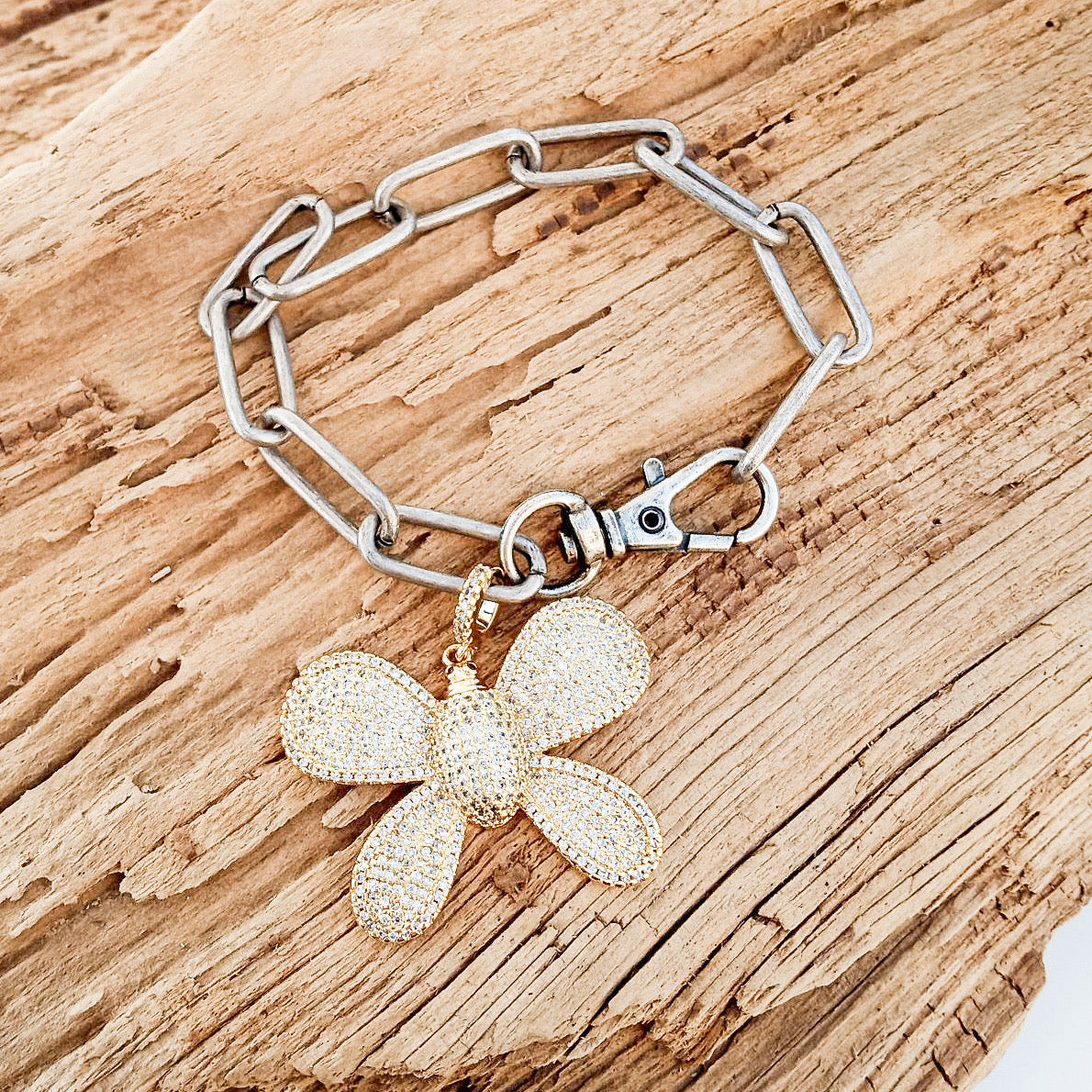 Butterfly on XL Paperclip Bracelet