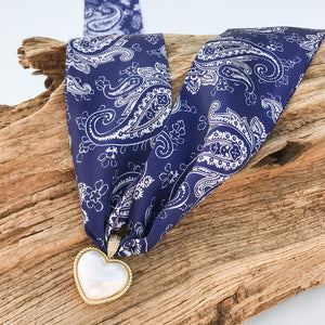 Puff Pearl Heart on Scarf Necklace
