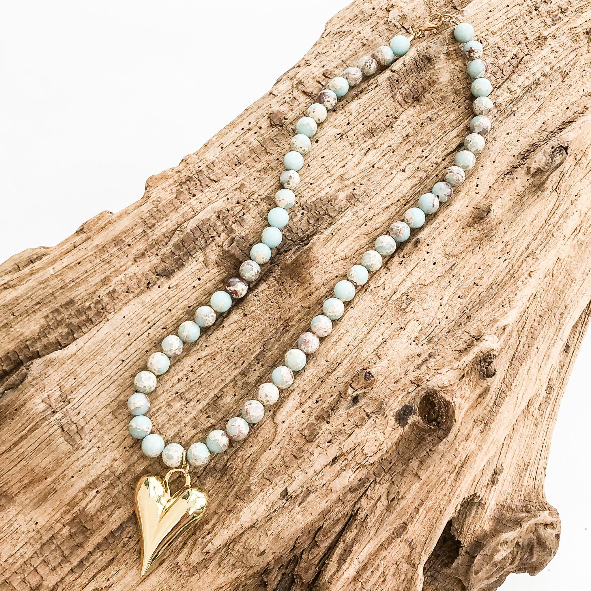 Puffy Heart on 8MM Necklace
