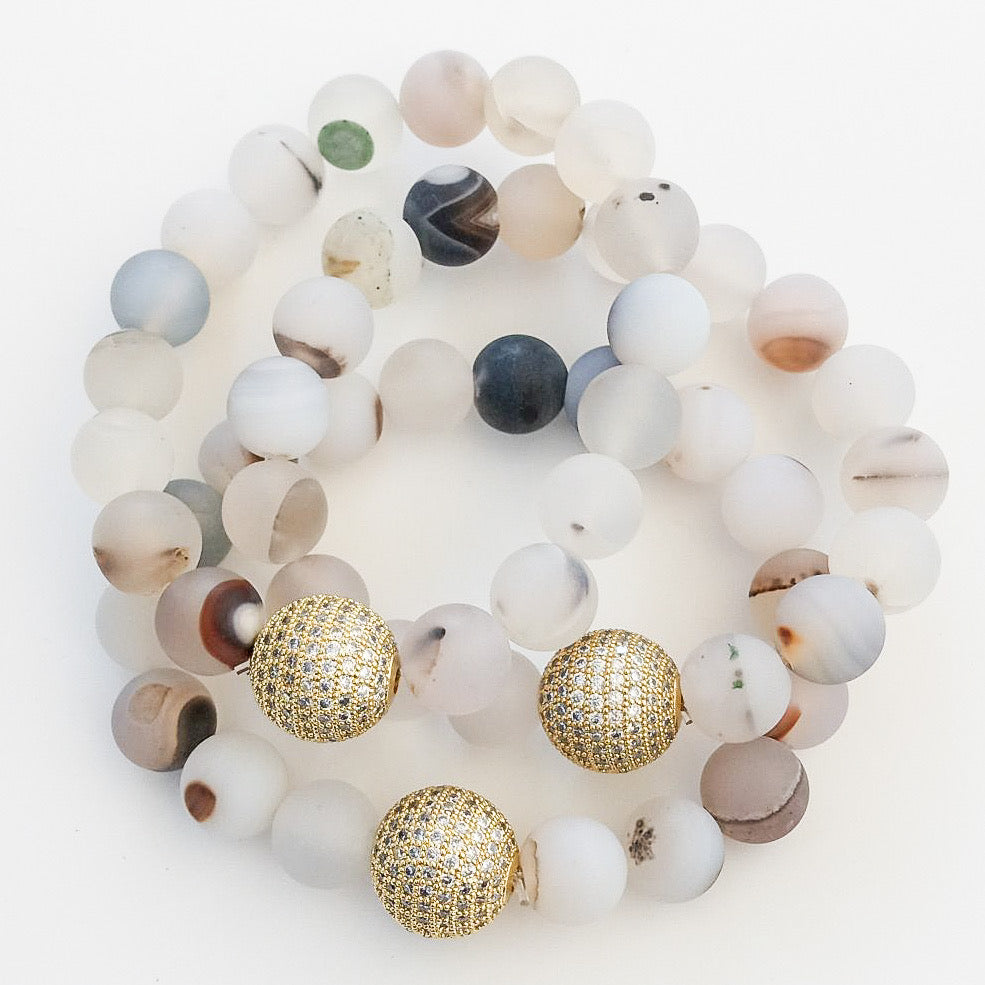 Gemstone Pave Ball Bracelets