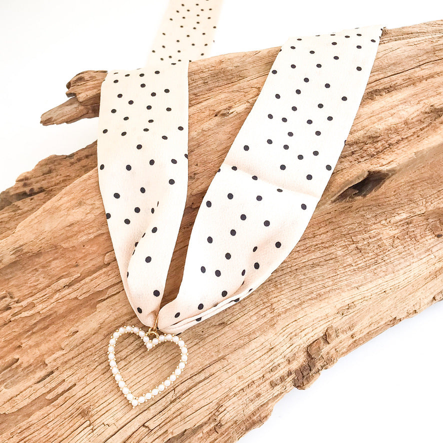 Pearl Open Heart on Scarf Necklace