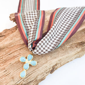 Esther Pearl Cross on Scarf Necklace