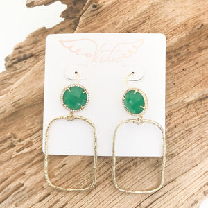 Gemstone Earrings w/ Branch Rectangle