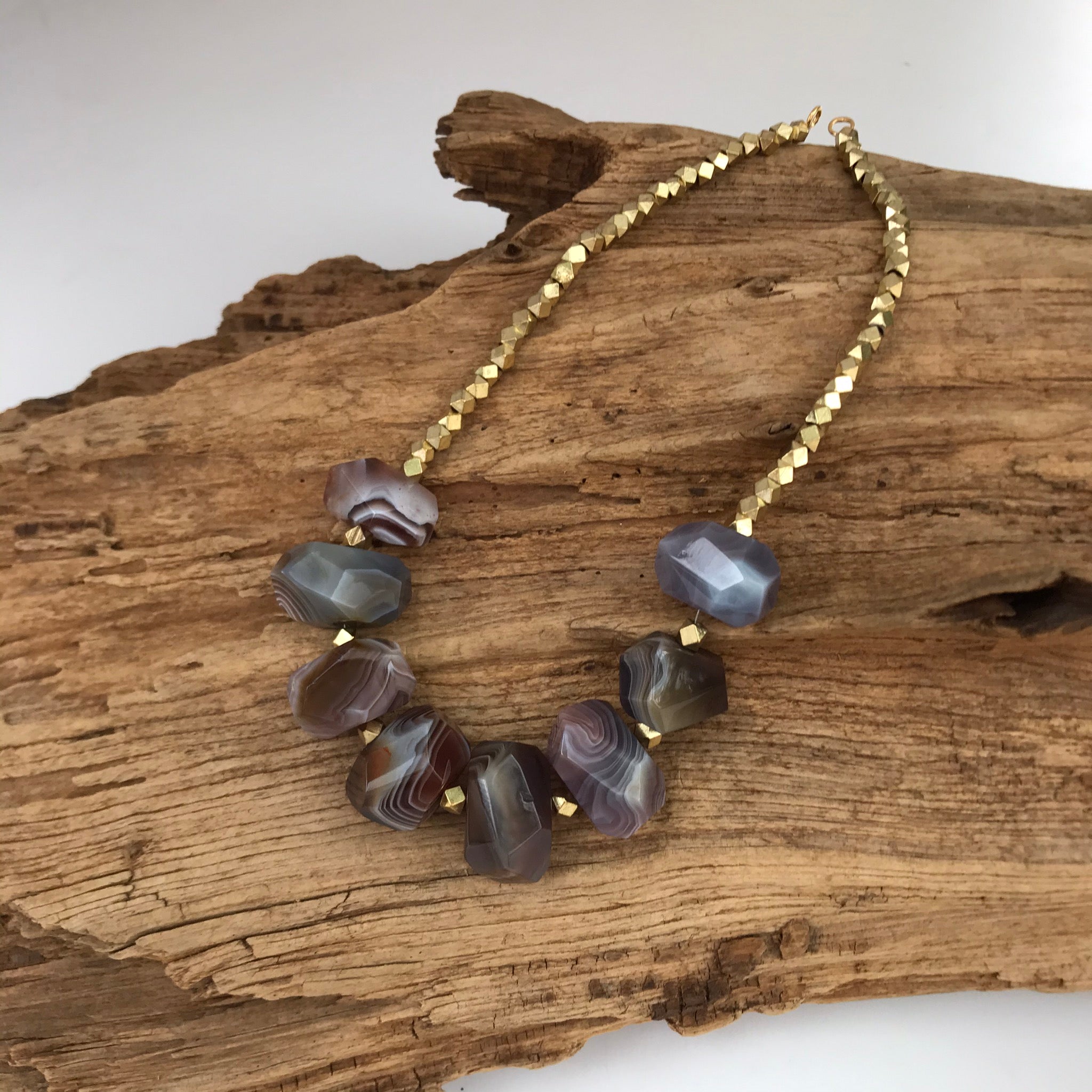 Chunk Statement Brass Necklace