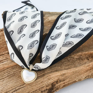 Puff Pearl Heart on Scarf Necklace