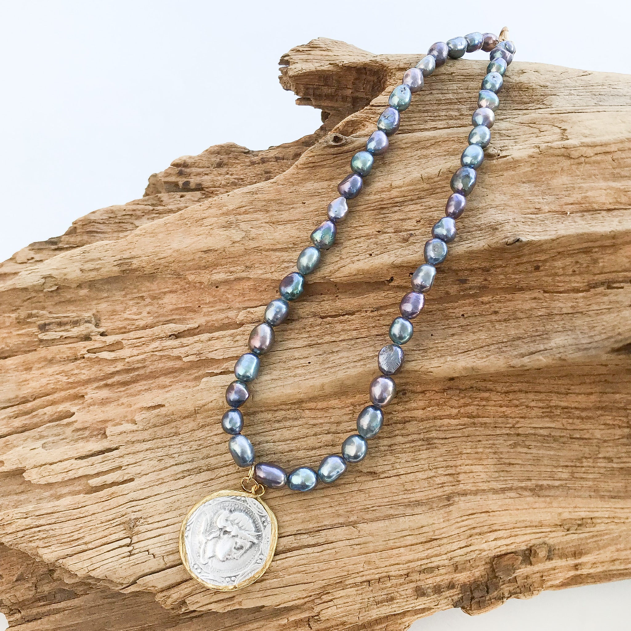 Vintage Coin on Freshwater Pearl Necklace