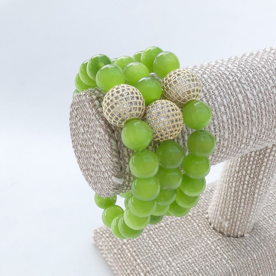 Gemstone Pave Ball Bracelets