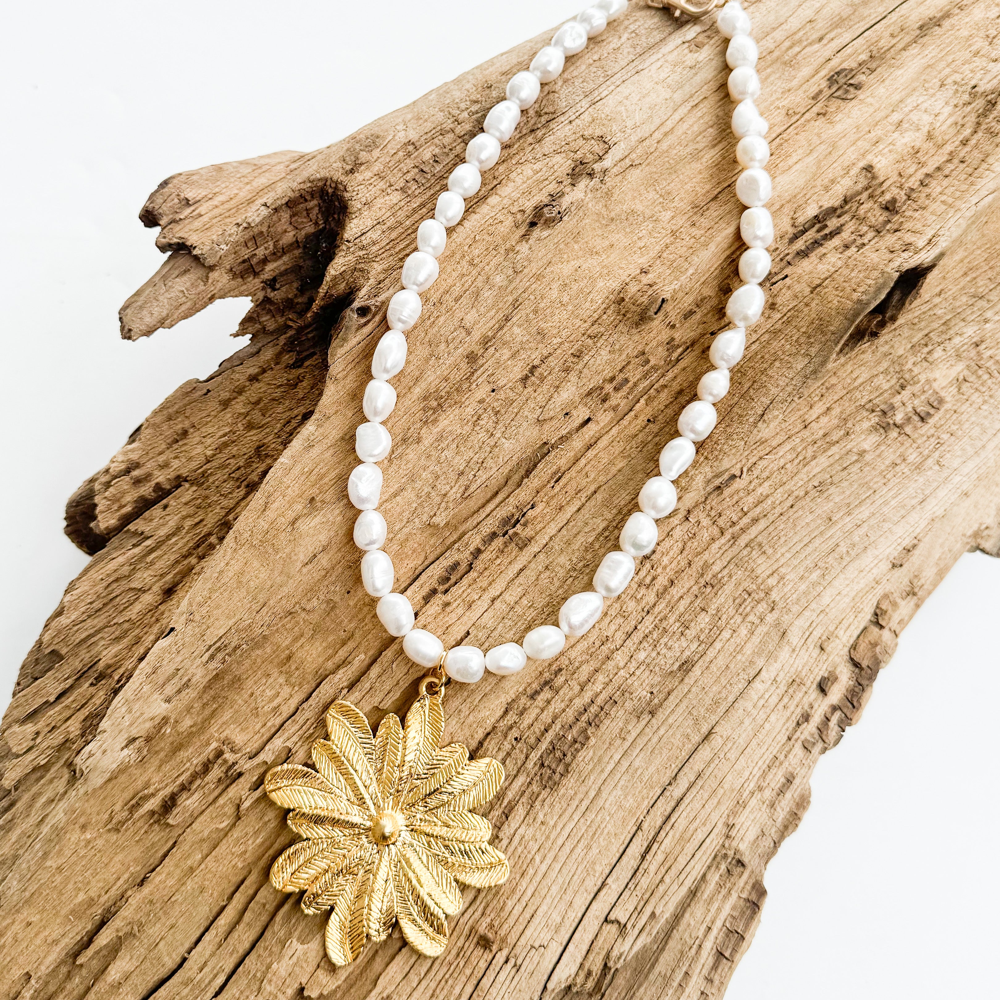 Flower on Freshwater Pearls