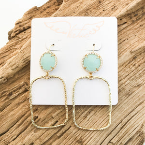 Gemstone Earrings w/ Branch Rectangle