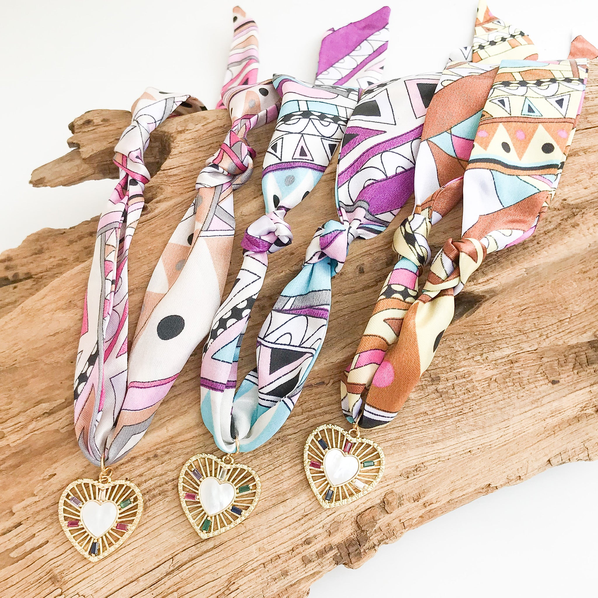 Spokes Heart on Scarf Necklace