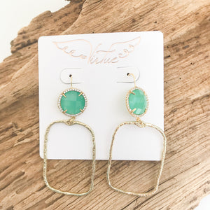 Gemstone Earrings w/ Branch Rectangle