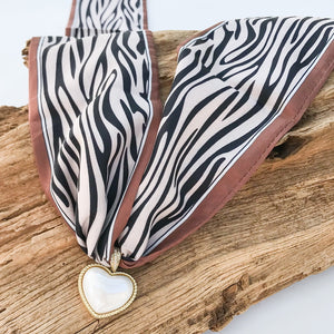 Puff Pearl Heart on Scarf Necklace