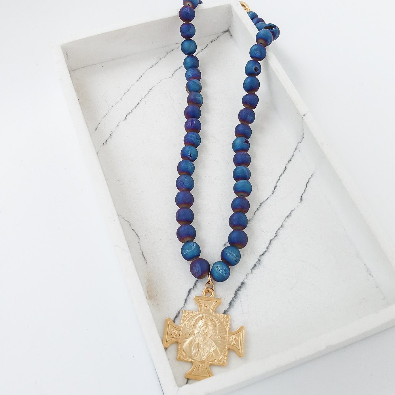 Gemstone Necklace w/ St Ben