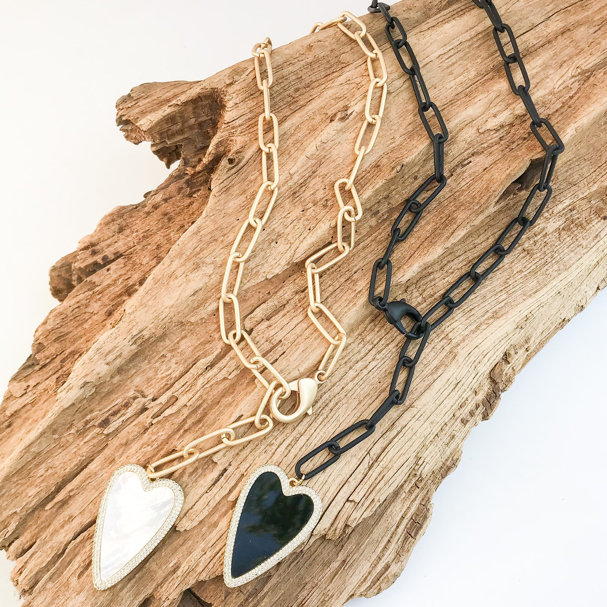 Long CZ Heart on Adjustable XL Paperclip