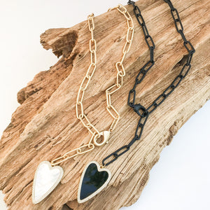 Long CZ Heart on Adjustable XL Paperclip