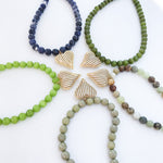 Ribbon Heart on 10mm Gemstone Necklace