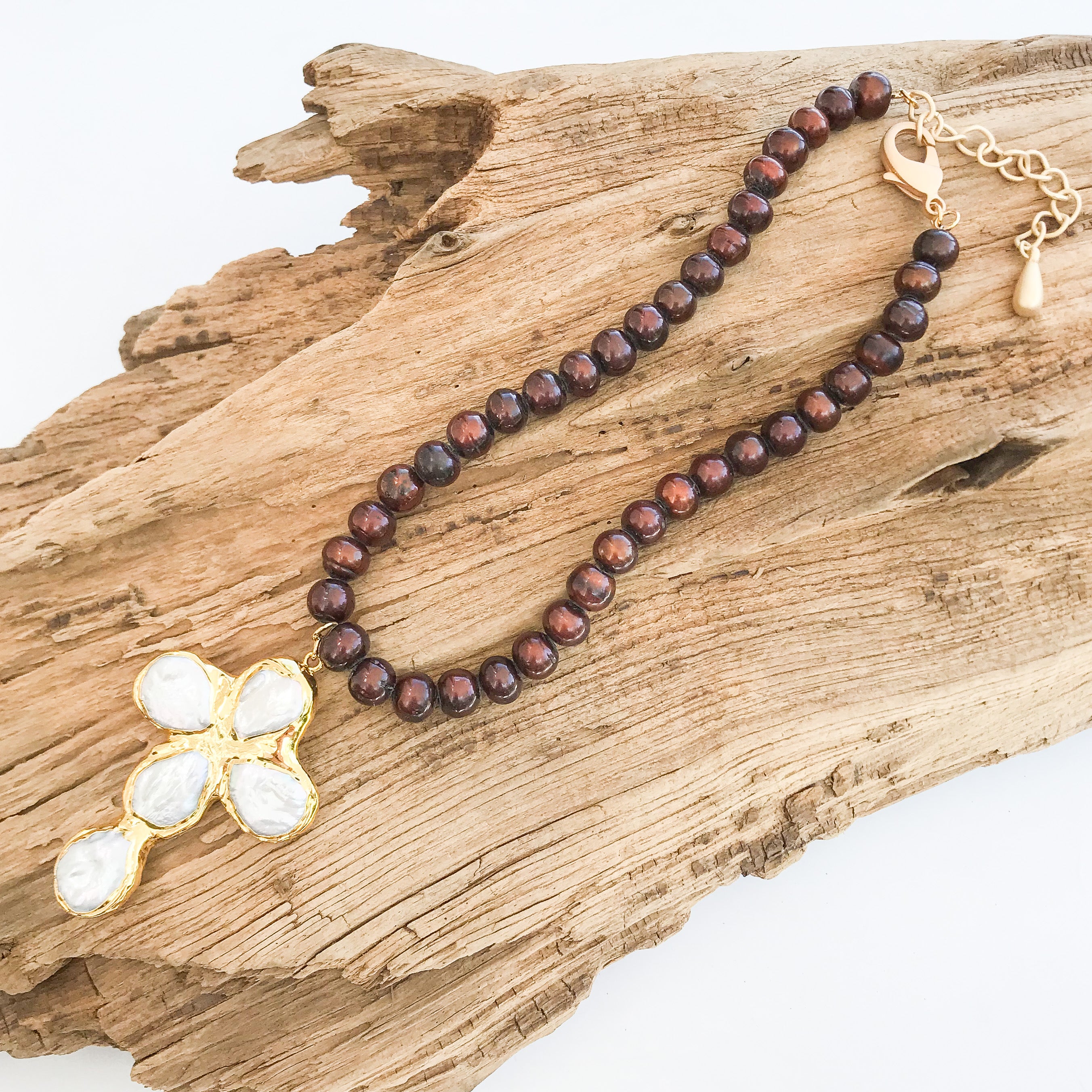 Jumbo Freshwater Pearl Cross on Potato Pearls