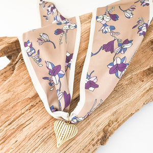 Ribbon CZ Heart On Scarf Necklace