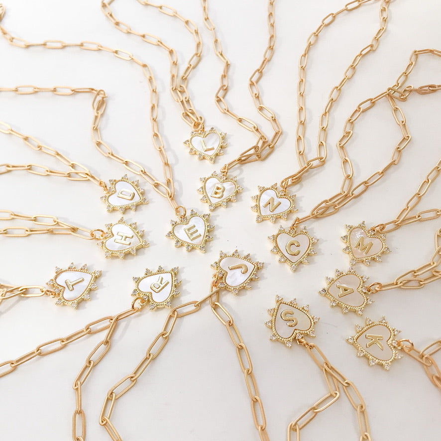 Initial Heart Necklace 16” Large Paperclip