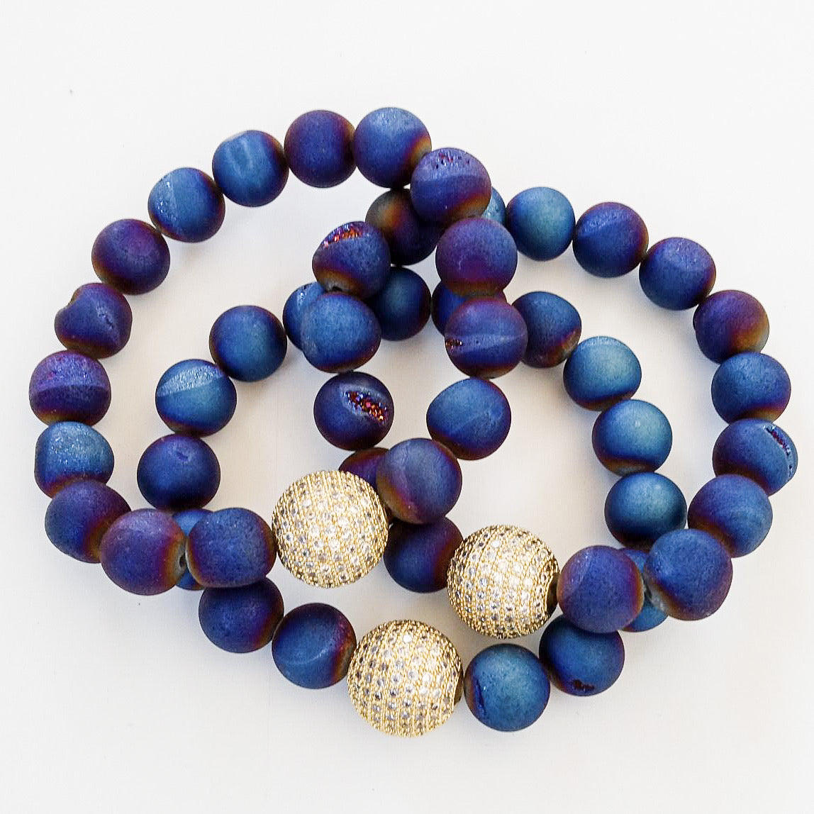 Gemstone Pave Ball Bracelets