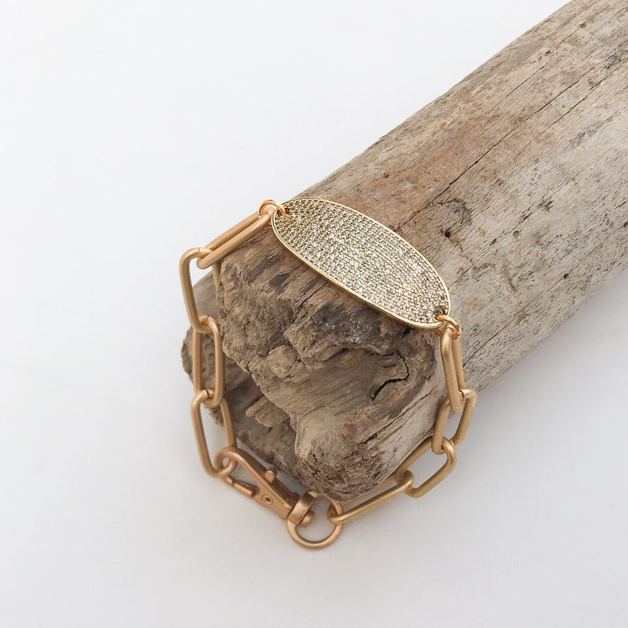 Oval Pave Tag on XL Paperclip