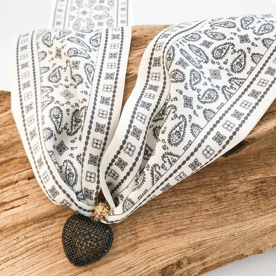 Filigree Heart on Scarf Necklace