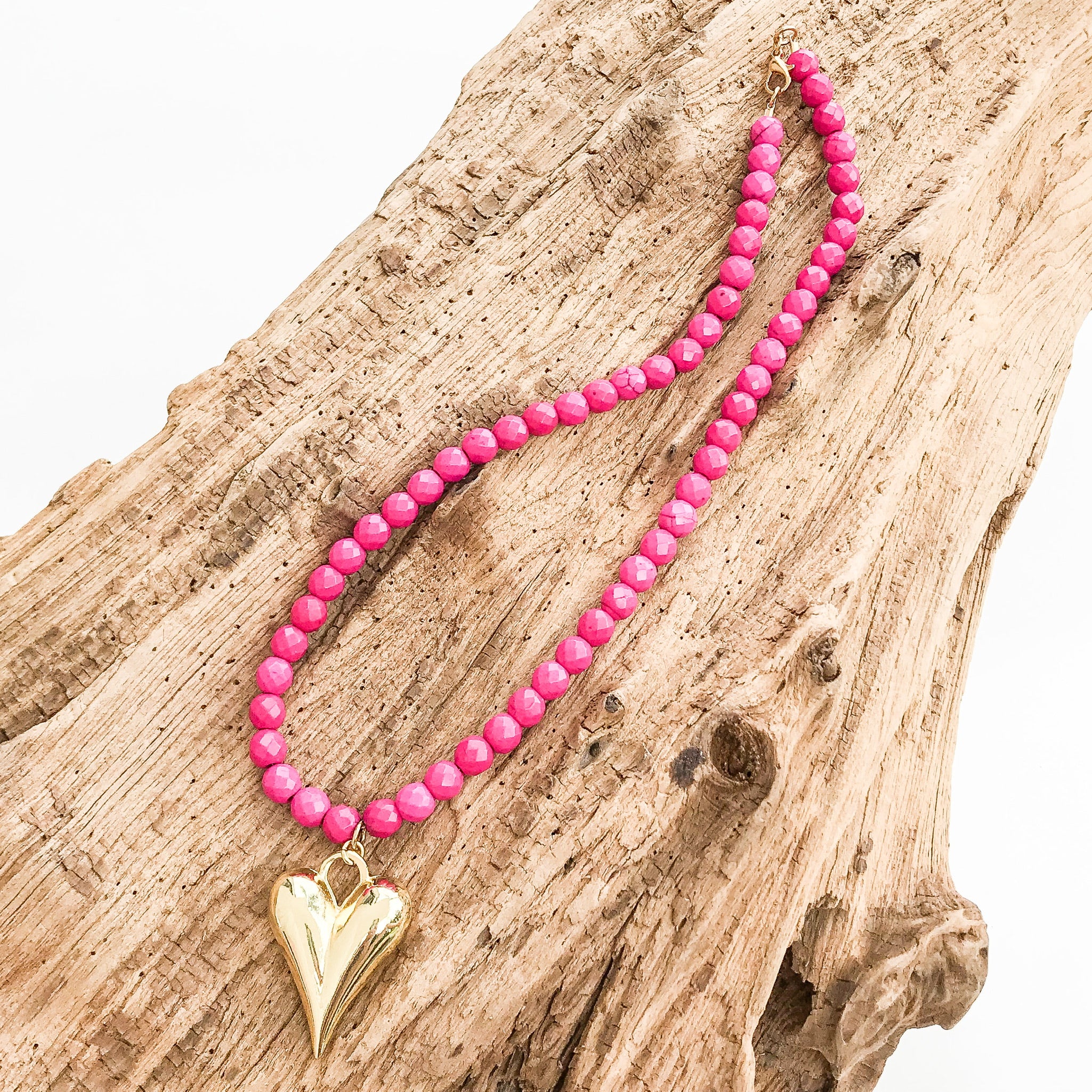 Puffy Heart on 8MM Necklace