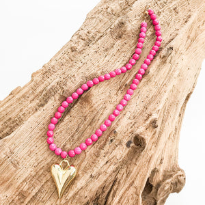 Puffy Heart on 8MM Necklace
