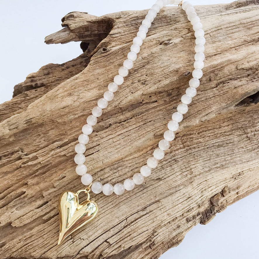 Puffy Heart on 8MM Necklace